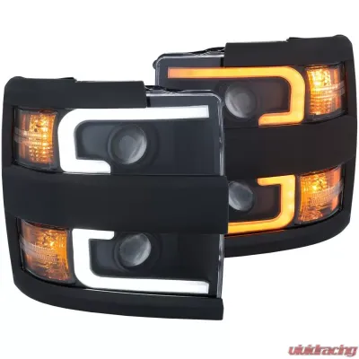 Anzo USA Projector Headlights w/Plank Style Switchback Black w/Amber (Black Rim) - 111364