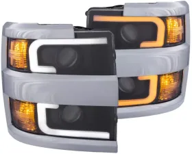 Anzo USA Projector Headlights w/Plank Style Switchback Black w/Amber (Chrome Rim)