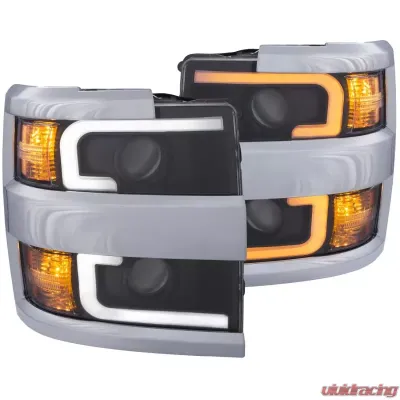 Anzo USA Projector Headlights w/Plank Style Switchback Black w/Amber (Chrome Rim) - 111365