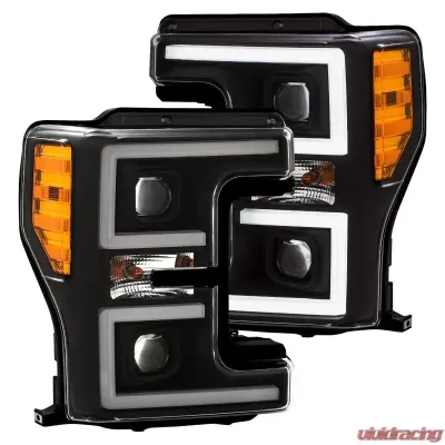 Anzo USA Projector Headlights w/Plank Style Switchback Black w/Amber - 111388