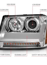 Anzo USA Projector Headlight Set Chevrolet TrailBlazer 2006-2009                                     - 111391 - Image 4