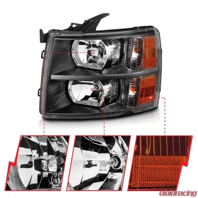 Anzo USA Crystal Headlight Set Chevrolet Silverado 1500 2007-2013 - 111393