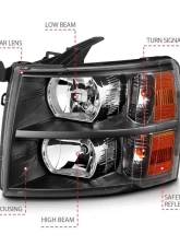 Anzo USA Crystal Headlight Set Chevrolet Silverado 1500 2007-2013                                     - 111393 - Image 4