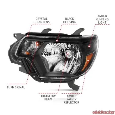 Anzo USA Crystal Headlight Set Toyota Tacoma 2012-2015 - 111395