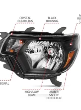 Anzo USA Crystal Headlight Set Toyota Tacoma 2012-2015                                     - 111395 - Image 4