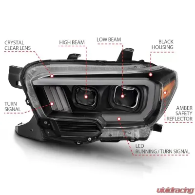 Anzo USA Projector Headlight Set Toyota Tacoma 2016-2019 - 111396