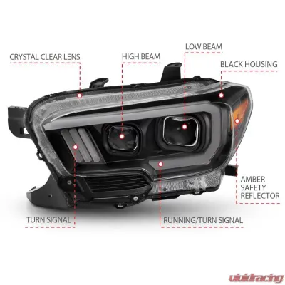 Anzo USA Projector Headlight Set Toyota Tacoma 2016-2019 - 111397