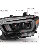 Anzo USA Projector Headlight Set Toyota Tacoma 2016-2019                                     - 111397 - Image 6