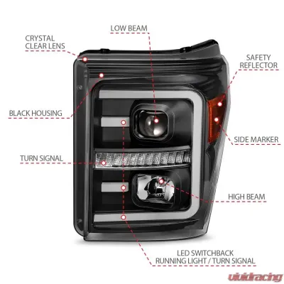 Anzo USA Projector Headlight Set Ford F-250 2015-2016 - 111406