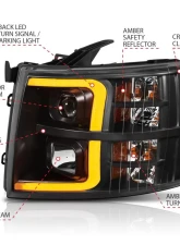 Anzo USA Projector Headlight Set Chevrolet Silverado 1500 2007-2013                                     - 111410 - Image 6