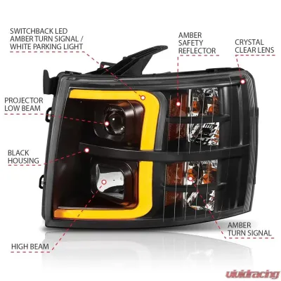 Anzo USA Projector Headlight Set Chevrolet Silverado 1500 2007-2013 - 111410