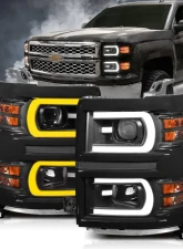 Anzo USA Projector Headlight Set Chevrolet Silverado 1500 2014-2015                                     - 111412 - Image 6