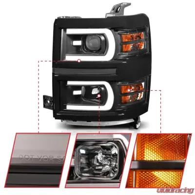 Anzo USA Projector Headlight Set Chevrolet Silverado 1500 2014-2015 - 111412