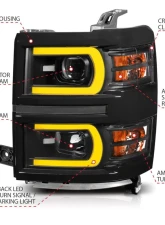 Anzo USA Projector Headlight Set Chevrolet Silverado 1500 2014-2015                                     - 111412 - Image 4