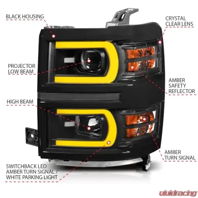 Anzo USA Projector Headlight Set Chevrolet Silverado 1500 2014-2015 - 111412