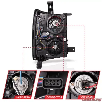 Anzo USA Projector Headlight Set Chevrolet Silverado 1500 2014-2015 - 111412