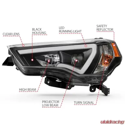 Anzo USA Projector Headlight Set Toyota 4Runner 2014-2018 - 111416