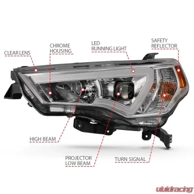 Anzo USA Projector Headlight Set Toyota 4Runner 2014-2018 - 111417