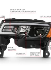 Anzo USA Projector Headlight Set Jeep Grand Cherokee 2017-2018                                     - 111418 - Image 7