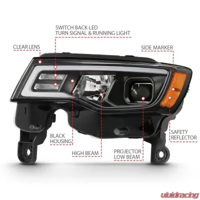 Anzo USA Projector Headlight Set Jeep Grand Cherokee 2017-2018 - 111418