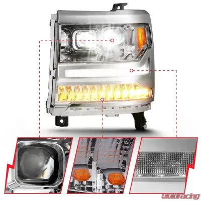 Anzo USA LED Projector Headlight Chevrolet Silverado 1500 2016-2018 - 111421