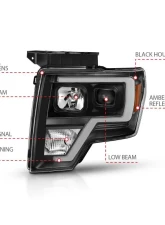 ANZO 2009-2014 Ford F-150 Projector Light Bar H.L Black Amber                                     - 111443 - Image 5