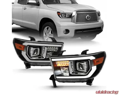 ANZO 2007-2014 Toyota Tundra Projector Light Bar H.L Black Amber(Led High Beam) (Halogen Version) - 111447