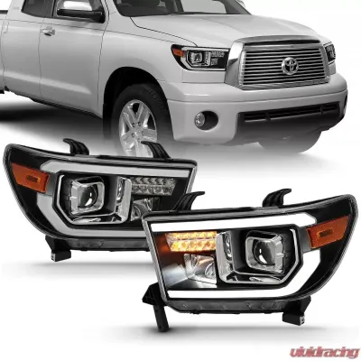 ANZO 2007-2014 Toyota Tundra Projector Light Bar H.L Black Amber(Led High Beam) (Halogen Version) - 111447