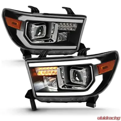 ANZO 2007-2014 Toyota Tundra Projector Light Bar H.L Black Amber(Led High Beam) (Halogen Version) - 111447