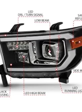ANZO 2007-2014 Toyota Tundra Projector Light Bar H.L Black Amber(Led High Beam) (Halogen Version)                                     - 111447 - Image 5