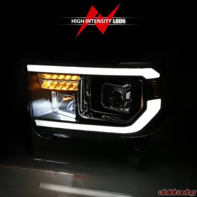 ANZO 2007-2014 Toyota Tundra Projector Light Bar H.L Black Amber(Led High Beam) (Halogen Version) - 111447