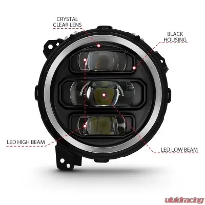 Anzo USA LED Projector Headlight Jeep Wrangler 2018-2019 - 111466