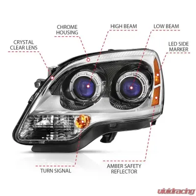 Anzo USA Crystal Headlight Set GMC Acadia 2007-2008 - 111476
