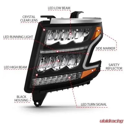 Anzo USA LED Crystal Headlight Chevrolet 2015-2020 - 111478