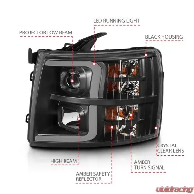 Anzo USA Projector Headlight Set Chevrolet Silverado 1500 2007-2013 - 111480