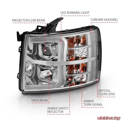 Anzo USA Projector Headlight Set Chevrolet Silverado 1500 2007-2013 - 111481