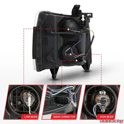 Anzo USA Projector Headlight Set Chevrolet Silverado 1500 2007-2013 - 111481