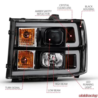 Anzo USA Projector Headlight Set GMC Sierra 2007-2014 - 111482