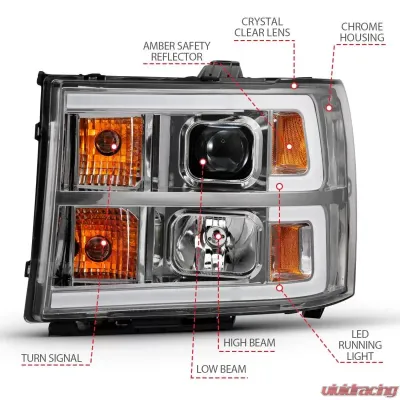 Anzo USA Projector Headlight Set GMC Sierra 2007-2014 - 111483