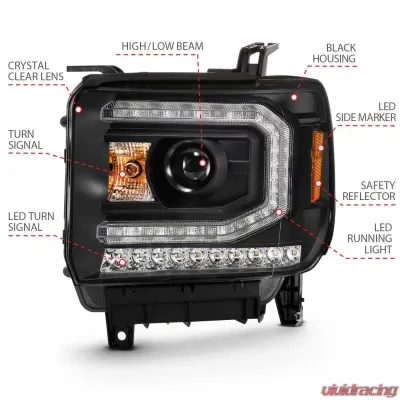 Anzo USA Projector Headlight Set GMC Sierra 2016-2019 - 111485