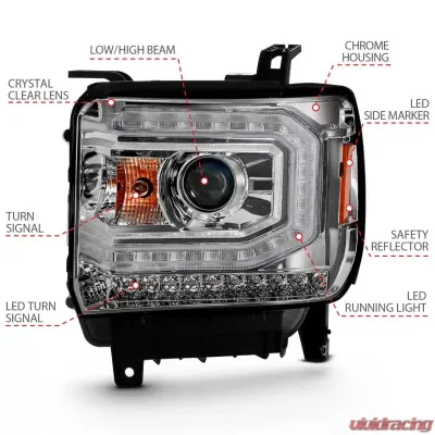Anzo USA Projector Headlight Set GMC Sierra 2016-2019 - 111486