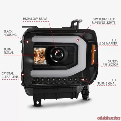 Anzo USA Projector Headlight Set GMC Sierra 2014-2016 - 111487