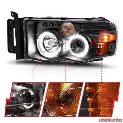 Anzo USA Projector Headlight Set w/Halo Dodge - 111490