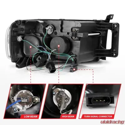 Anzo USA Projector Headlight Set w/Halo Dodge - 111491