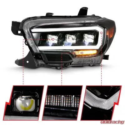 Anzo USA LED Projector Headlight Toyota Tacoma 2016-2018 - 111496