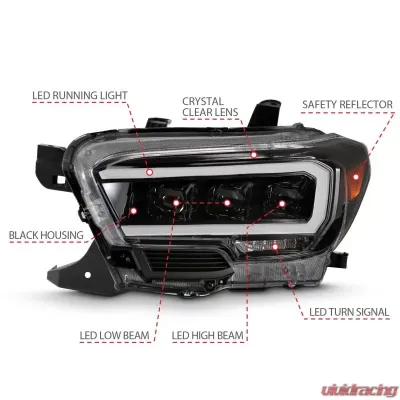 Anzo USA LED Projector Headlight Toyota Tacoma 2016-2018 - 111496