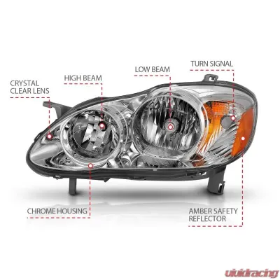Anzo USA Crystal Headlight Set Toyota Corolla 2005-2008 - 121540