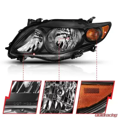 Anzo USA Crystal Headlight Set Toyota Corolla 2009-2010 - 121541