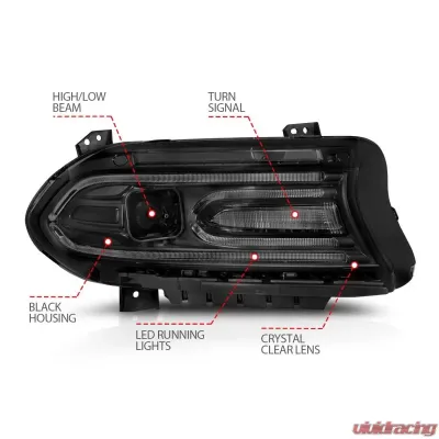 Anzo USA Projector Headlight Set Dodge Charger 2015-2018 - 121559