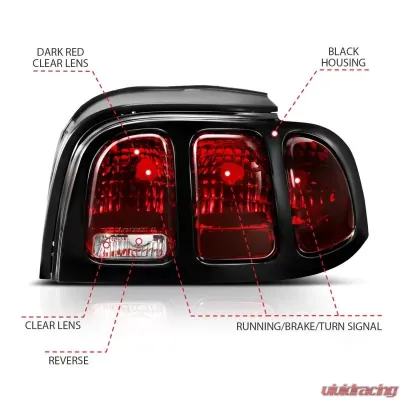 Anzo USA Tail Light Assembly Ford Mustang 1994-1998 - 321350